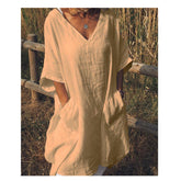 Oversized V-neck midi dress